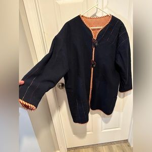 Vintage double sided wool/heavy cotton 2-button coat